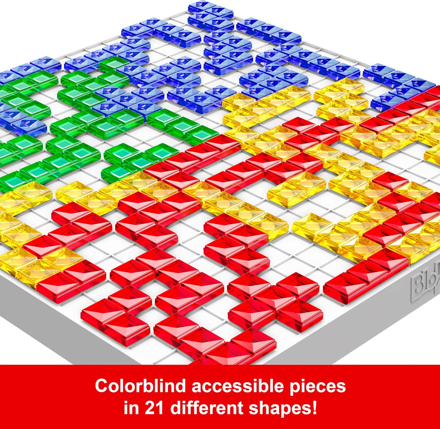 Blokus board with multicolored Blokus pieces